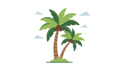 Obraz premium Two Palm Trees Standing on Island.