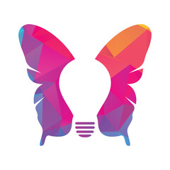 Creative Lightbulb With Butterfly Wings logo. Butterfly and bulb vector illustration.