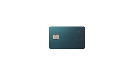 A modern dark teal credit card with a silver chip isolated on a plain white background