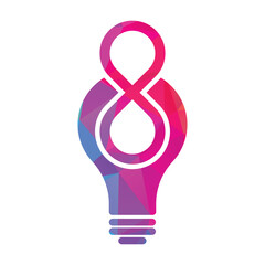 Infinity bulb vector logo vector illustration. Light Bulb With Infinity Loop Symbol.