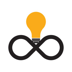 Infinity bulb vector logo vector illustration. Light Bulb With Infinity Loop Symbol.