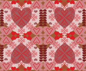 seamless floral pattern with hearts