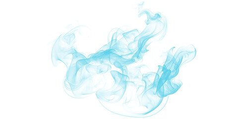 A mesmerizing cloud of blue smoke swirling against a dark background