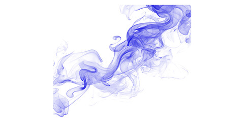 A vibrant blue smoke swirls in the darkness of a black background