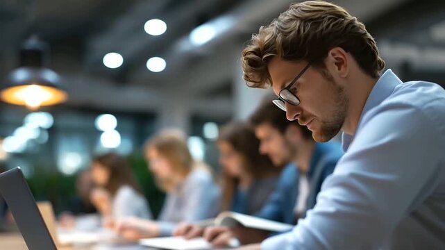 Faceless university students collaborating and studying modern campus area environment academic teamwork session educational cooperation activity learning space interaction