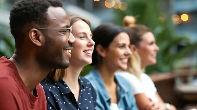 Faceless diverse students smiling talking on university campus academic social interaction educational community engagement collegiate environment presence student life