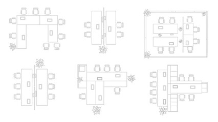 Obraz premium office meeting room layouts, top view, furniture arrangement