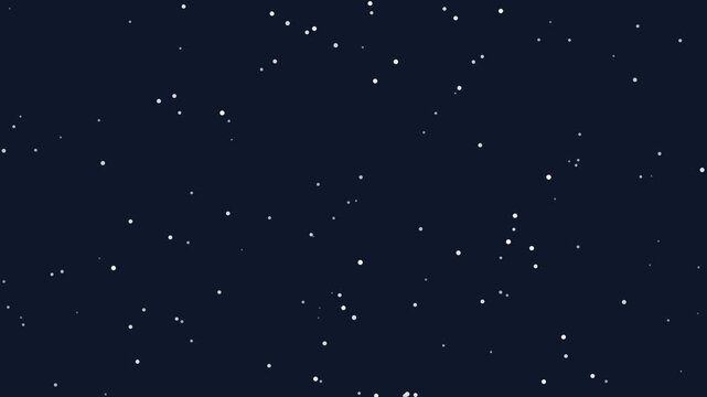 motion none Horizontal starry night sky with white snowflakes falling down