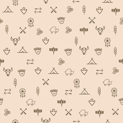 Naklejka premium Western Symbol Seamless Pattern
