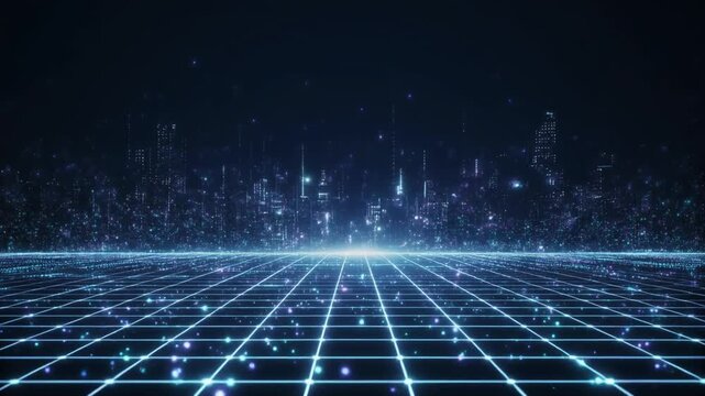 サイバーグリッド上方余白背景動画