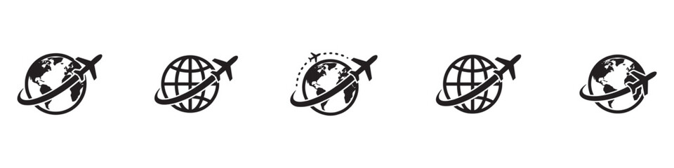 Globe plane icon. Plane travel icon. Vector Illustration. © Jeremy_Show