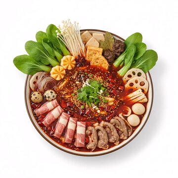 spicy mala in bowl on white background isolated 