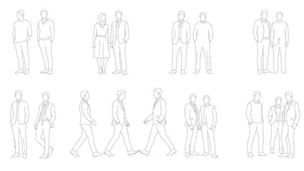 Fototapeta premium people silhouettes, business men and women, standing and walking