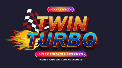 Fototapeta premium editable twin turbo text effect.typhography logo