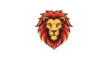 Vibrant illustration of a lion's head with flowing mane from a frontal viewpoint in a graphic style © XsDax