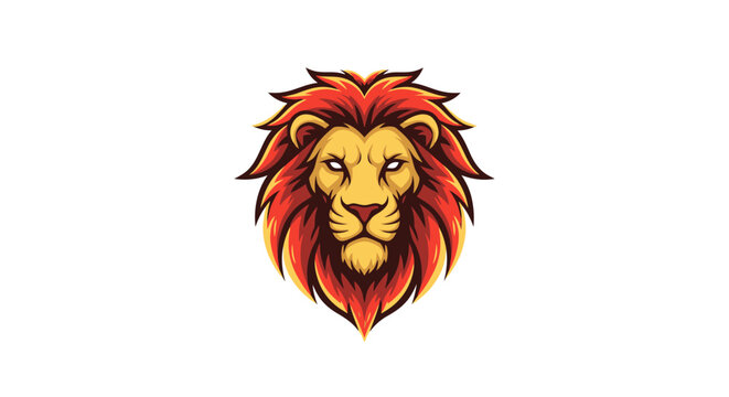 Vibrant illustration of a lion's head with flowing mane from a frontal viewpoint in a graphic style
