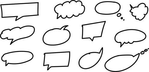 Fototapeta premium A collection of 13 black and white speech bubbles in various shapes and sizes for comic books or cartoons
