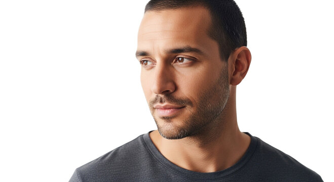 Handsome Young Man Portrait: Thoughtful Contemplation and Serious Gaze in Studio Setting