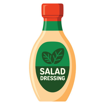 Salad dressing bottle vector isolated illustration ideal for kitchen cooking food preparation packaging branding and healthy meal themed design projects