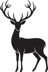 Fototapeta premium Majestic stag silhouette with large antlers, symbolizing nature, wildlife, and forest wilderness in majestic forest scenery