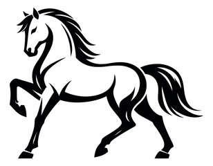 Obraz premium Stylized illustration of a horse depicting a powerful and elegant pose for emblem and branding