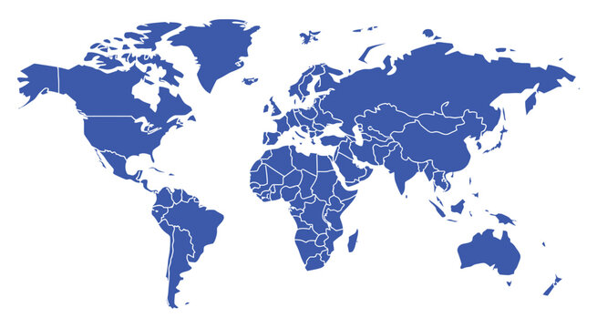 World map vector illustration, detailed countries and state borders with accurate contours, isolated on white background, global geography reference design, professional political map graphic for info