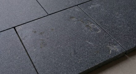 Fototapeta premium Professional Macro Shot of Dark Grey Andesite Stone Tiles for Luxury Flooring