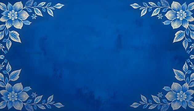Blue Batik Floral Background