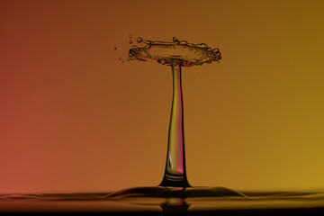 Color drops splash with umbrella or balls in fresh water