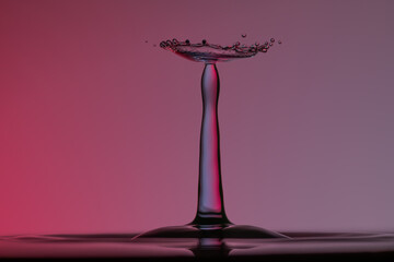 Color drops splash with umbrella or balls in fresh water