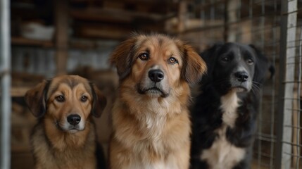 An impactful representation of abandoned dogs in shelter showcases their resilience, reinforcing the message that every animal deserves a chance at a loving home and emphasizing humane treatment