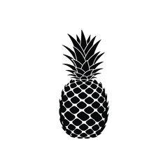 Obraz premium Pineapple Silhouette in Minimalist Style with High Contrast Black and White for Fruit Illustration