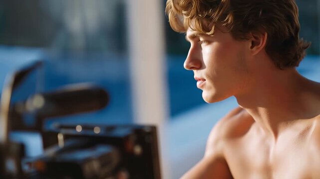 A lightman sets intricate professional lighting for a film set, showcasing detailed setups that enhance the cinematic atmosphere, bringing the creative vision to life through strategic illumination