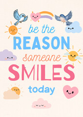 Fototapeta premium Pink and Purple Playful Illustrative Motivational Quote Classroom Poster - 1