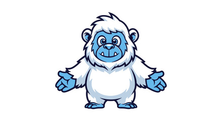 A cartoon yeti character stands with open arms, showcasing a friendly gesture in a simple illustration. © XsDax