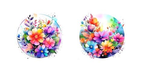 Karte oder Poster Blumen bunt romantisch	