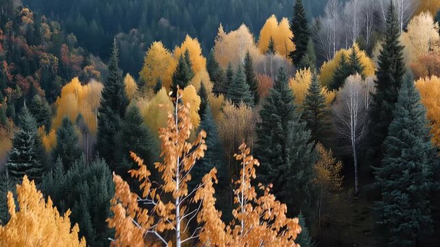 A vibrant forest scene featuring various tree species, including maples, birches, and cedars, exemplifying the rich biodiversity of ecosystems, perfect for educational materials on forestry and