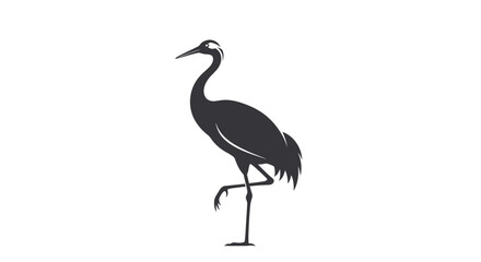 Obraz premium Illustration of a heron walking alone in a serene natural environment from a side viewpoint