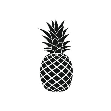 Pineapple Silhouette in Minimalist Style with High Contrast Black and White for Graphic Design