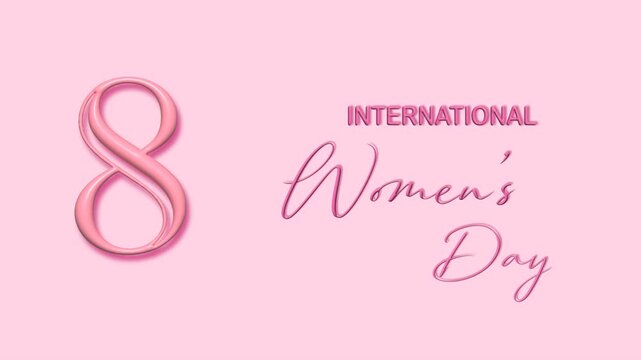 A stylized pink number 8 with the words International Women's Day written in elegant script, celebrating women's achievements and empowerment on this special occasion
