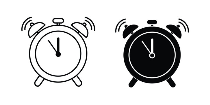 Alarm clock line icon, simple outline timer and wake up symbol, time management and deadline concept, minimal flat design, professional monochrome vector illustration for apps and web.