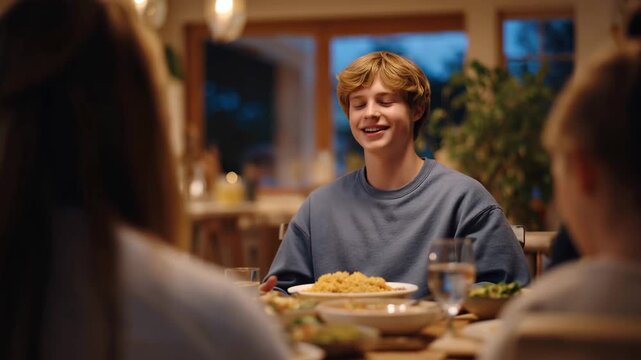 A dinner table filled with high-sodium dishes, rich in fats, serves as a reminder of the many meals that are bad for heart health, with friends chatting around the table, oblivious to the