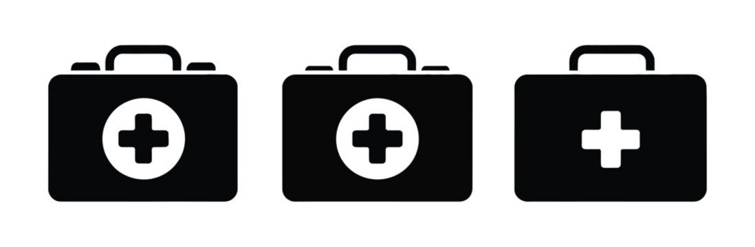 First Aid Kit Box Icon Set Medical Briefcase Healthcare Vector Illustration