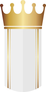 高級感のある王冠付きのリボン　ホワイト＆ゴールド