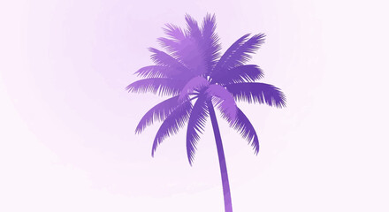 Obraz premium A vibrant purple palm tree silhouette against a soft, gradient pastel background
