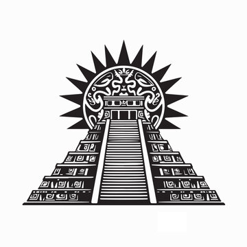 Chichen Itza Mayan Pyramid Design Logo Vector Isolated On White Background