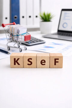 Image illustrates the KSeF system - Poland&rsquo;s mandatory national electronic invoicing platform - shown through a corporate accounting scene with financial documents, calculator aonline shopping concept