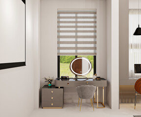 3d render luxury home working desk, make up desk