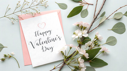 Valentine&rsquo;s Day Text Design, Greeting Card Background, Template Love Letter, Valentines Day Card, Elegant Valentine&rsquo;s Day Greeting Card Template, Card With Flowers