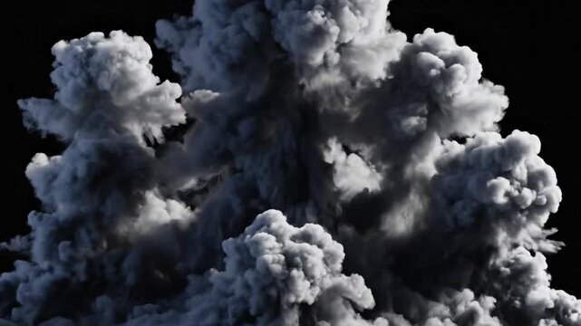 Dramatic smoke explosion against black background